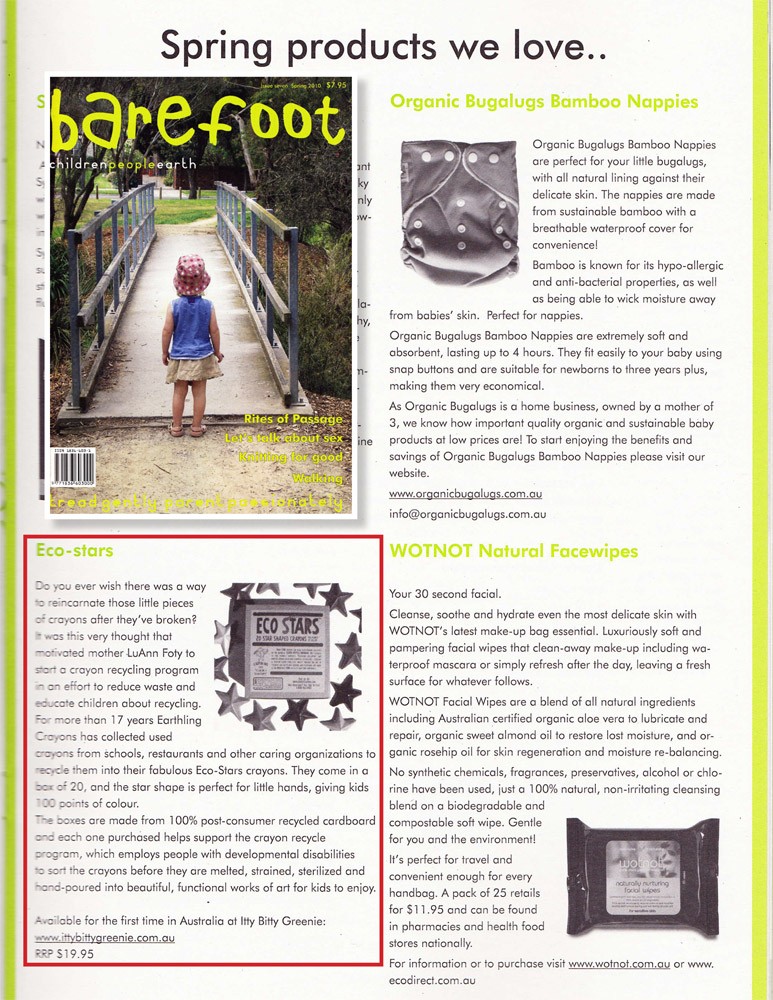 Eco-Stars Crayons in Barefoot Magazine