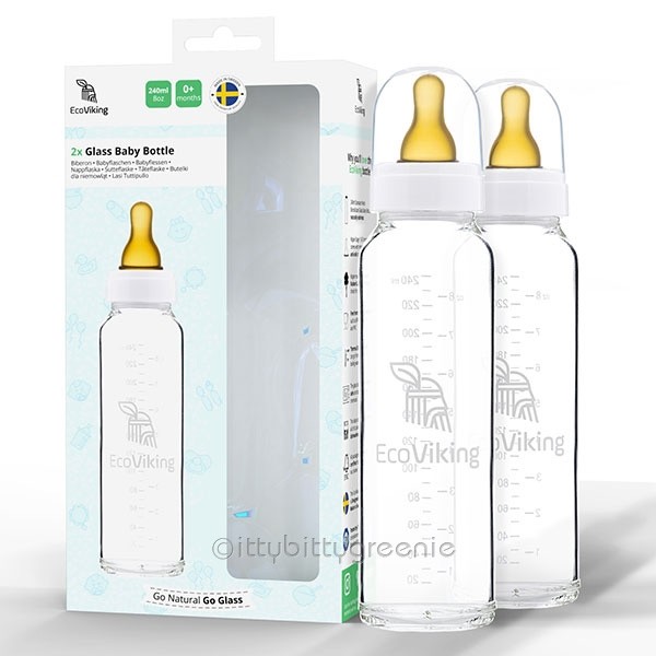 EcoViking Glass Baby Bottles - Twin Pack 