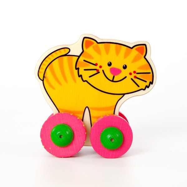 Wooden Cat on Wheels