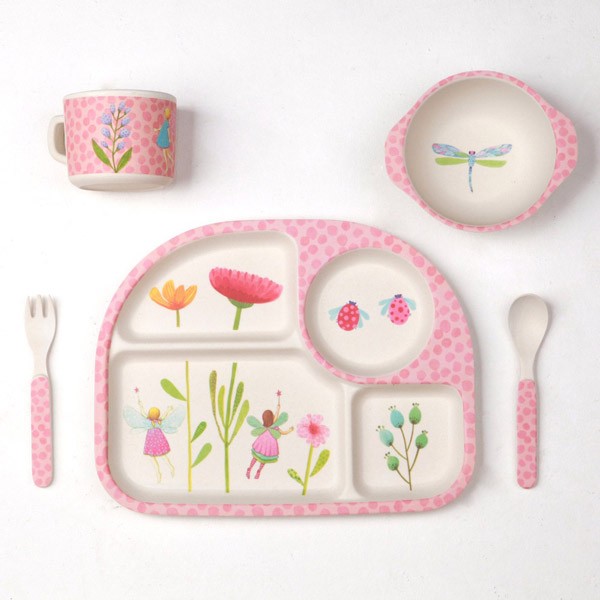 Bamboo 5-piece Dinnerware set – Fairy Garden