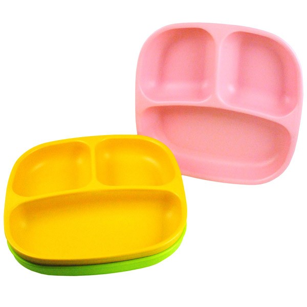 Re-Play Divided Plates 3-pack (green, pink, orange)