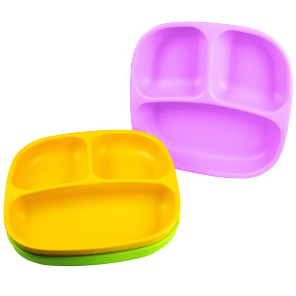 Re-Play Divided Plates 3-pack (green, orange, purple)