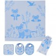 Muslin Collection Swaddle, Bibs & Washcloth Gift Bag - Blue 